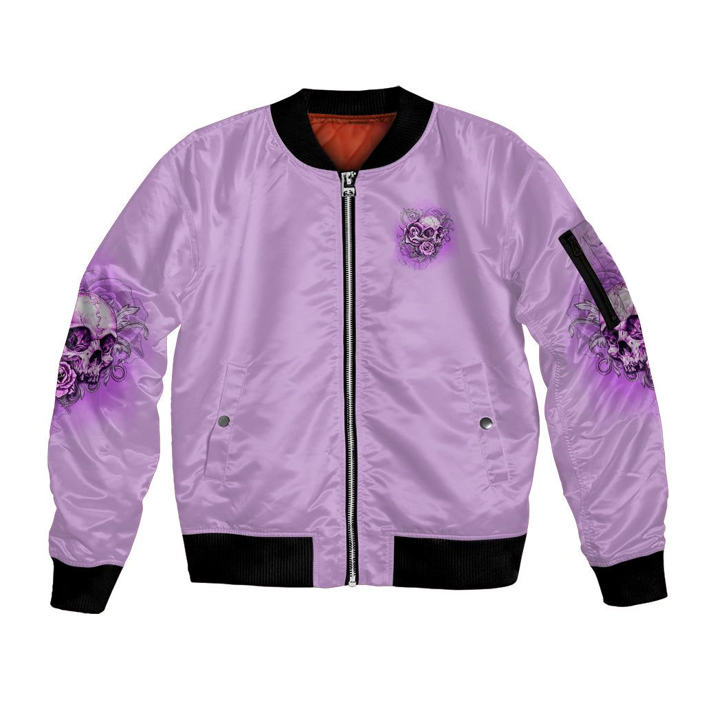 Yes I'm A B But Not Yours Purple Sleeve Zip Bomber Jacket - Wonder Print Shop