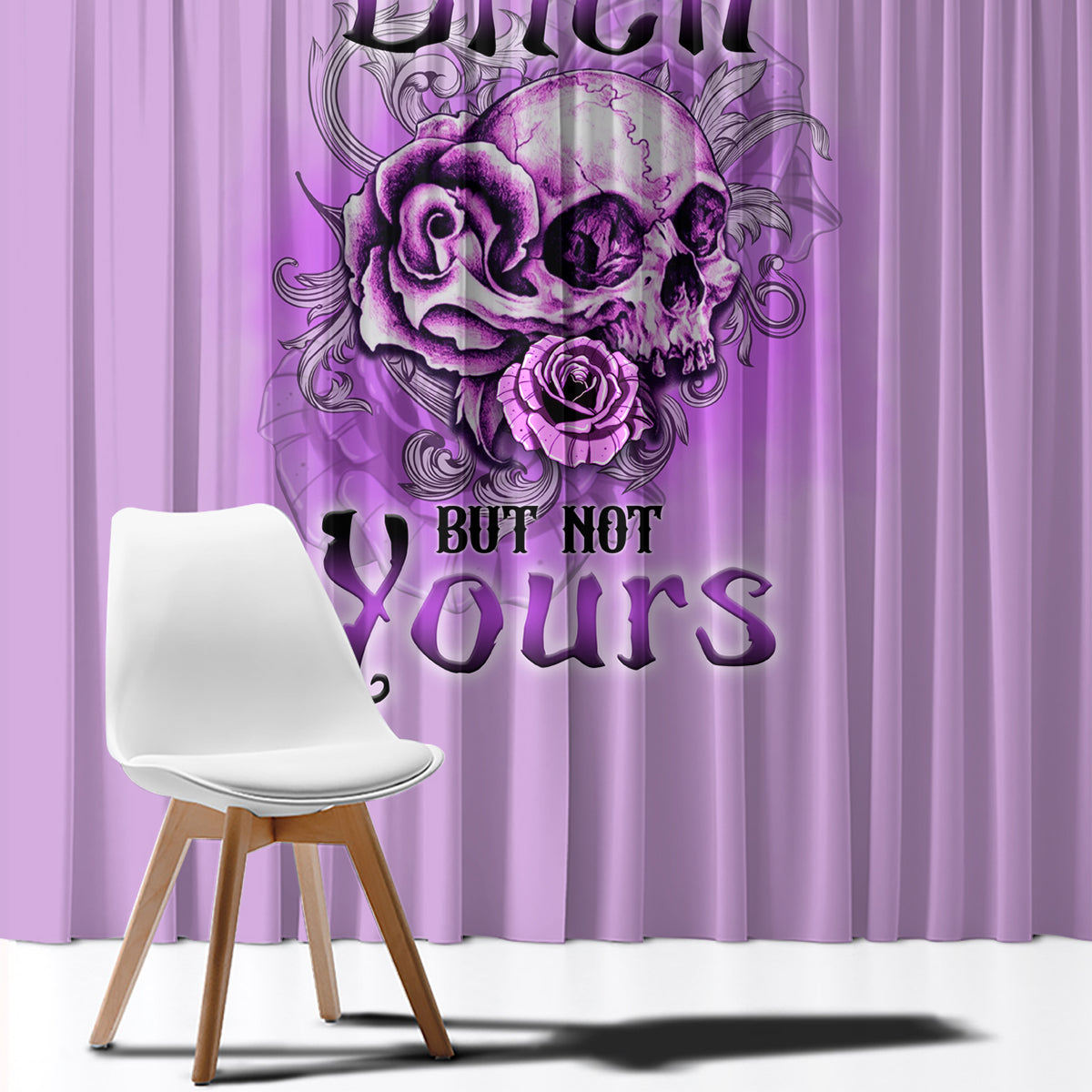 Yes I'm A B But Not Yours Purple Window Curtain - Wonder Print Shop