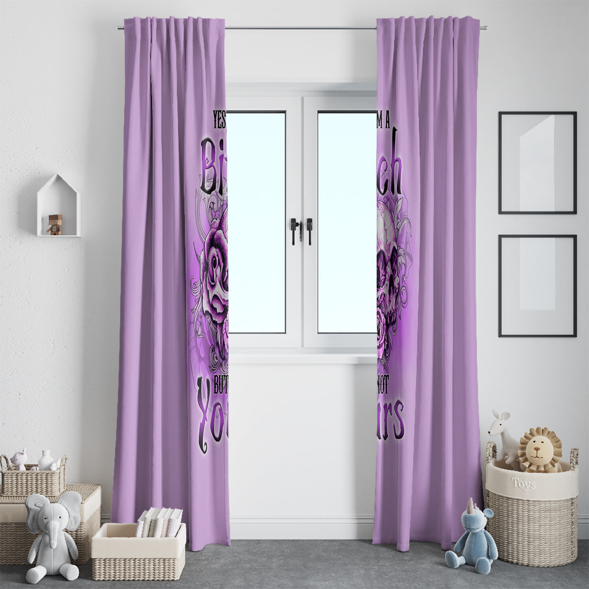 Yes I'm A B But Not Yours Purple Window Curtain - Wonder Print Shop