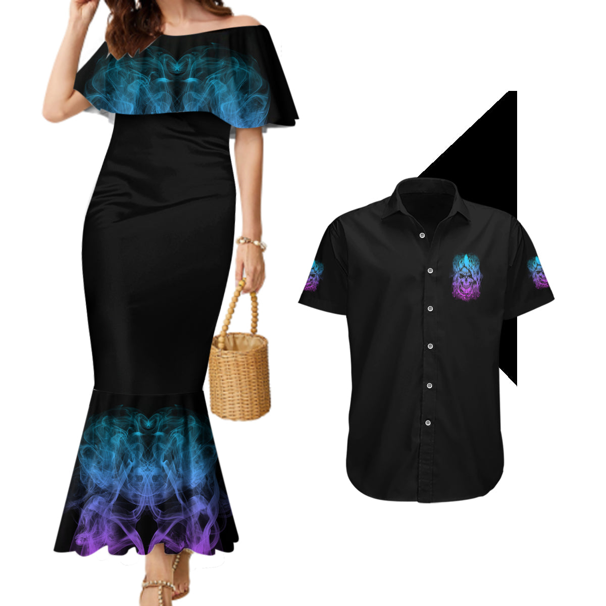 I Am Who I Am Your Approval Isn't Needed Couples Matching Mermaid Dress and Hawaiian Shirt - Wonder Print Shop