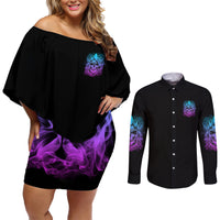 I Am Who I Am Your Approval Isn't Needed Couples Matching Off Shoulder Short Dress and Long Sleeve Button Shirt - Wonder Print Shop