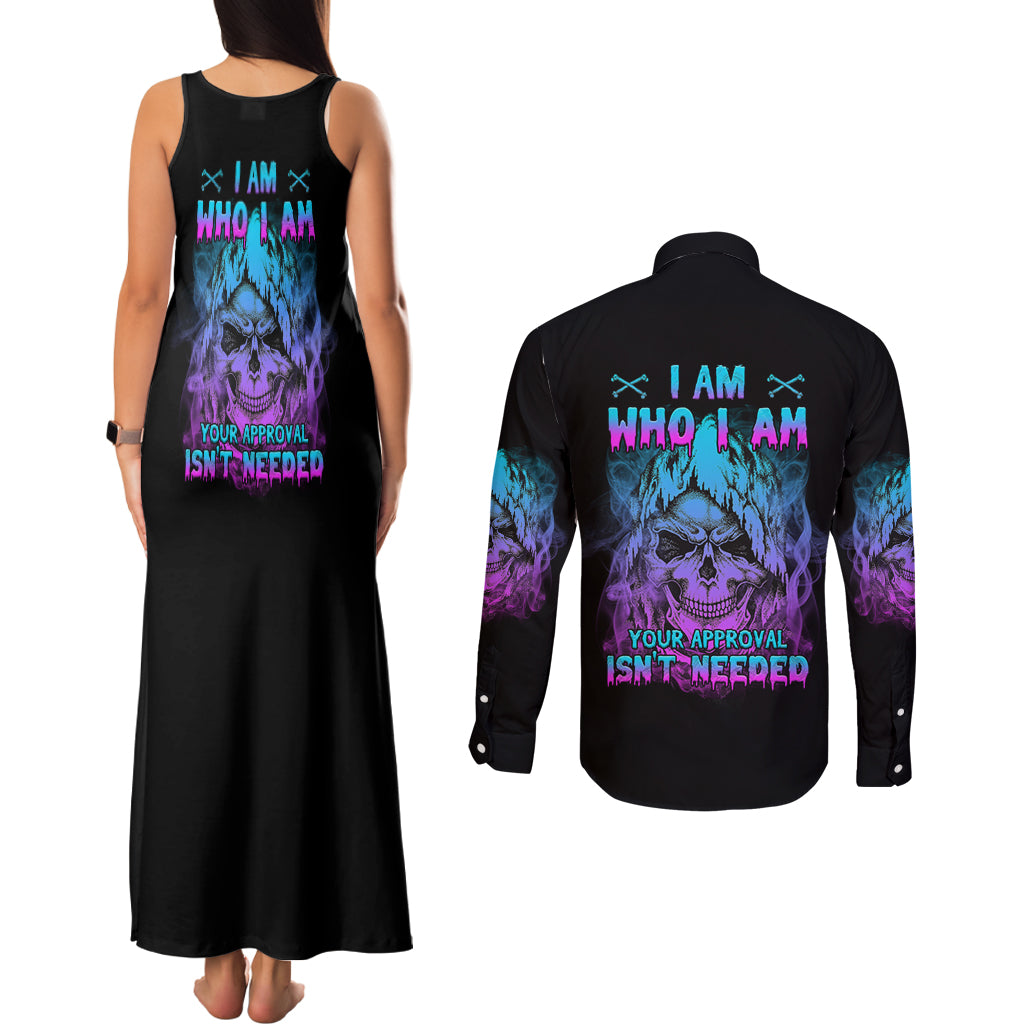 I Am Who I Am Your Approval Isn't Needed Couples Matching Tank Maxi Dress and Long Sleeve Button Shirt - Wonder Print Shop