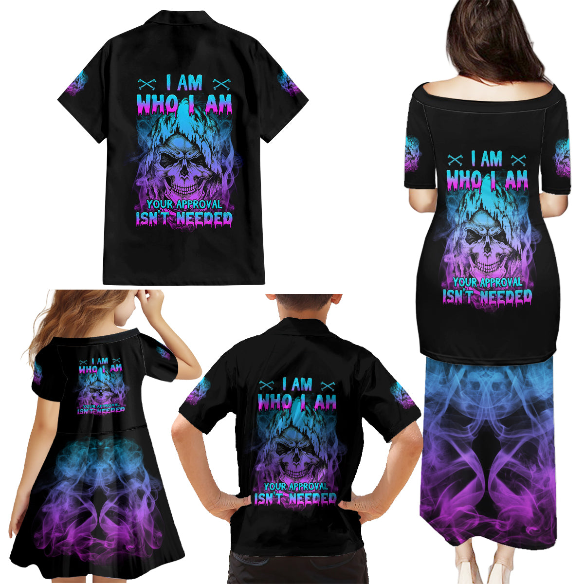 I Am Who I Am Your Approval Isn't Needed Family Matching Puletasi Dress and Hawaiian Shirt - Wonder Print Shop