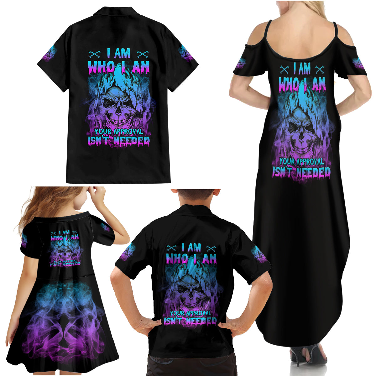I Am Who I Am Your Approval Isn't Needed Family Matching Summer Maxi Dress and Hawaiian Shirt - Wonder Print Shop