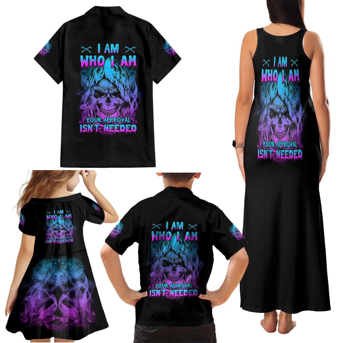 I Am Who I Am Your Approval Isn't Needed Family Matching Tank Maxi Dress and Hawaiian Shirt - Wonder Print Shop