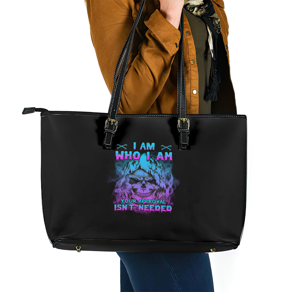 I Am Who I Am Your Approval Isn't Needed Leather Tote Bag - Wonder Print Shop