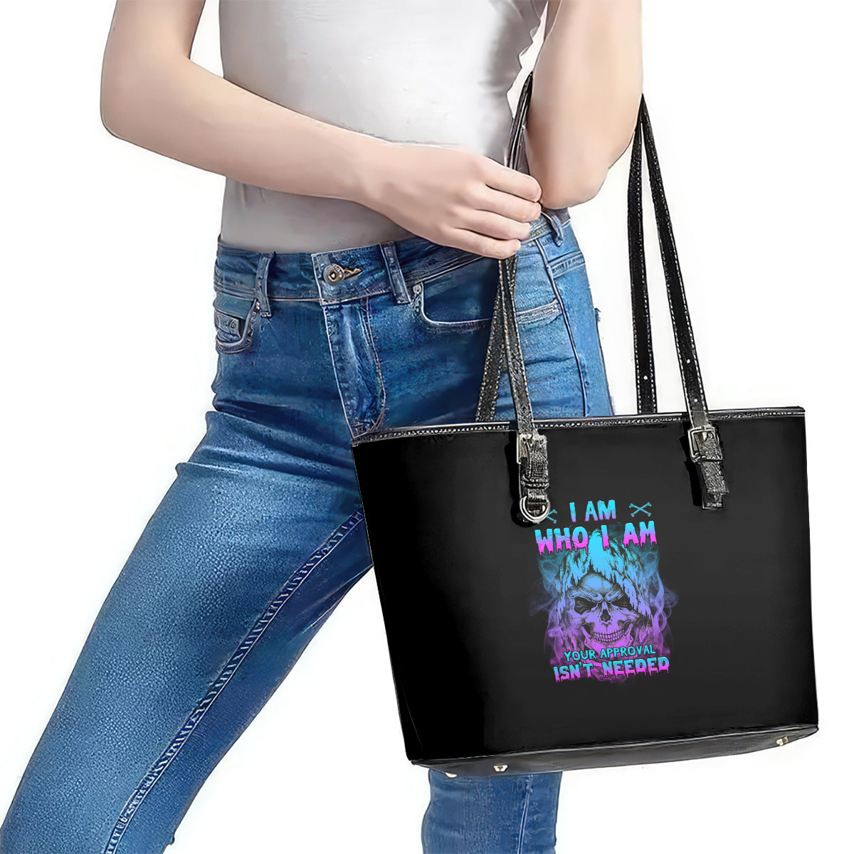 I Am Who I Am Your Approval Isn't Needed Leather Tote Bag - Wonder Print Shop