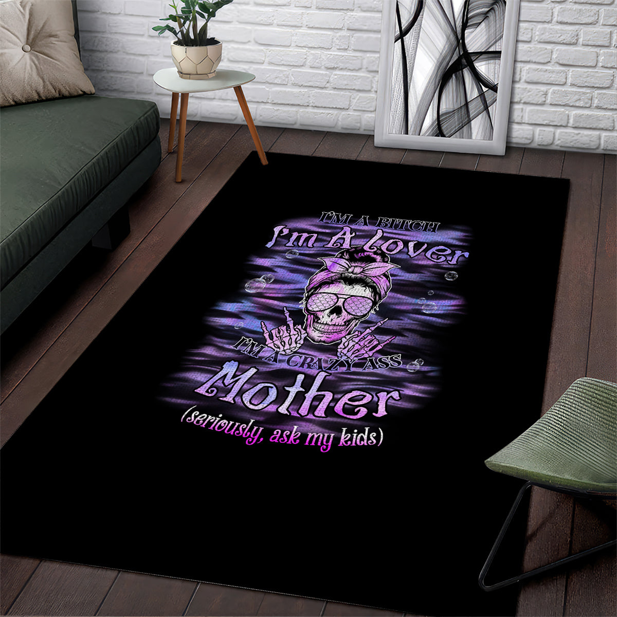 I'm A B I'm A Lover I'm A Crazy Mother Area Rug - Wonder Print Shop