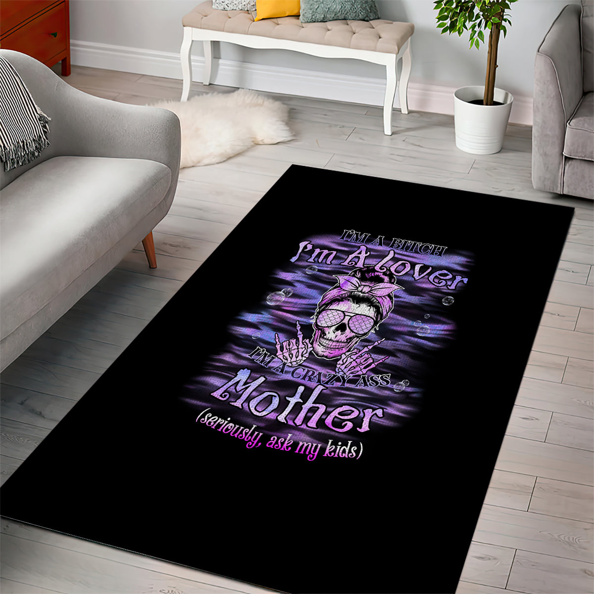 I'm A B I'm A Lover I'm A Crazy Mother Area Rug - Wonder Print Shop