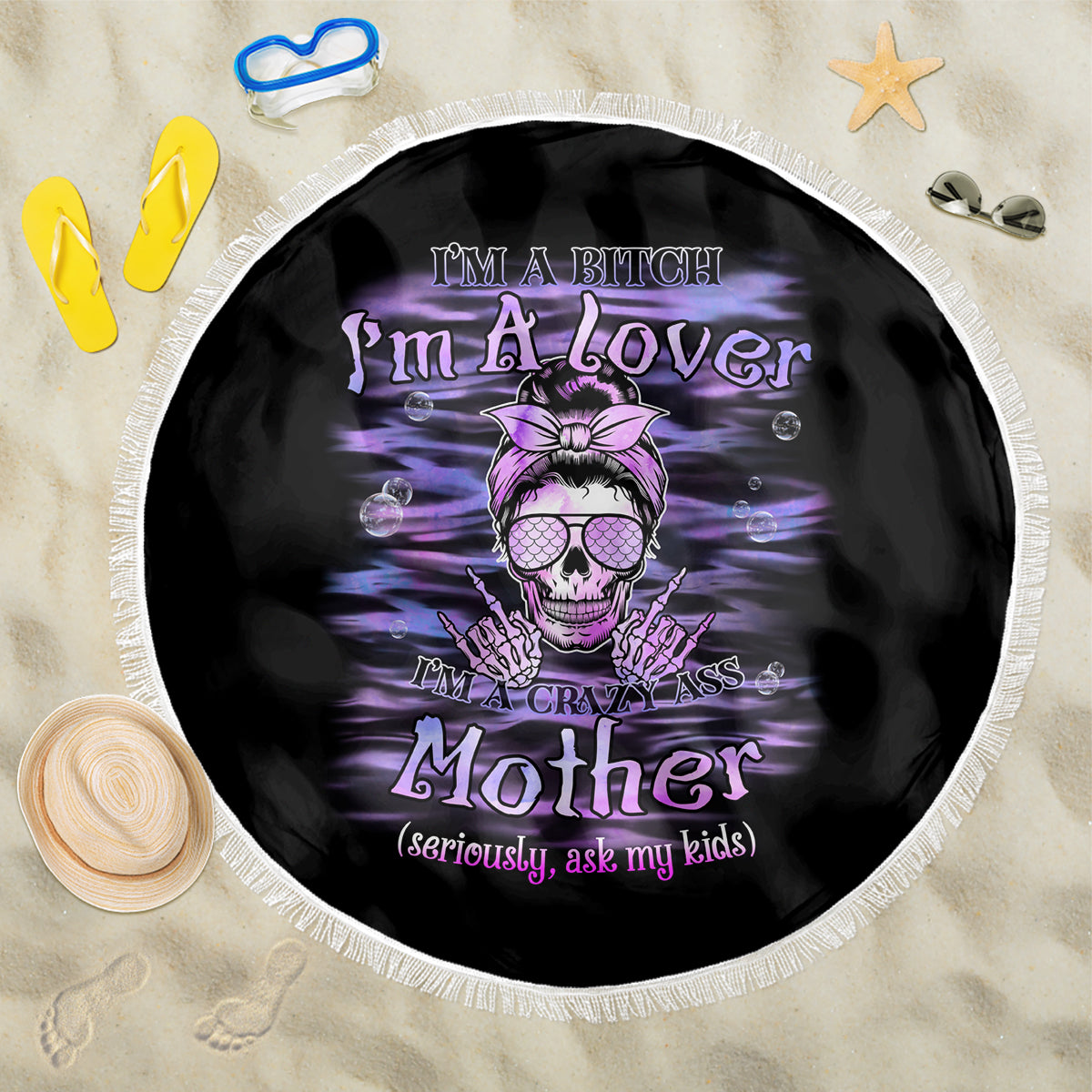 I'm A B I'm A Lover I'm A Crazy Mother Beach Blanket - Wonder Print Shop