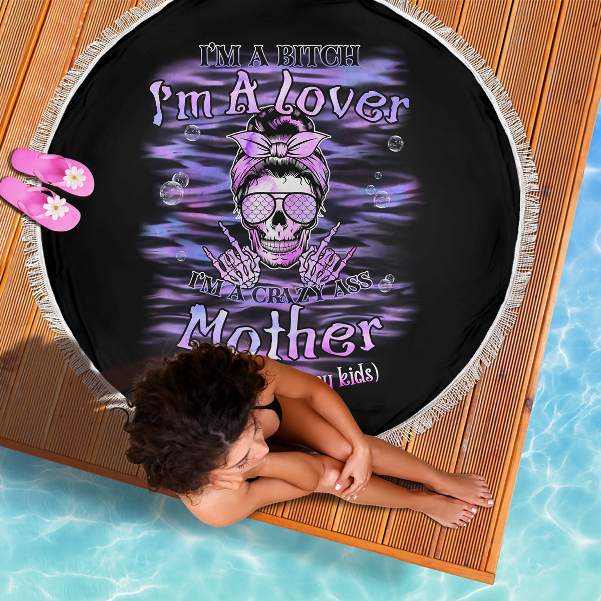 I'm A B I'm A Lover I'm A Crazy Mother Beach Blanket - Wonder Print Shop