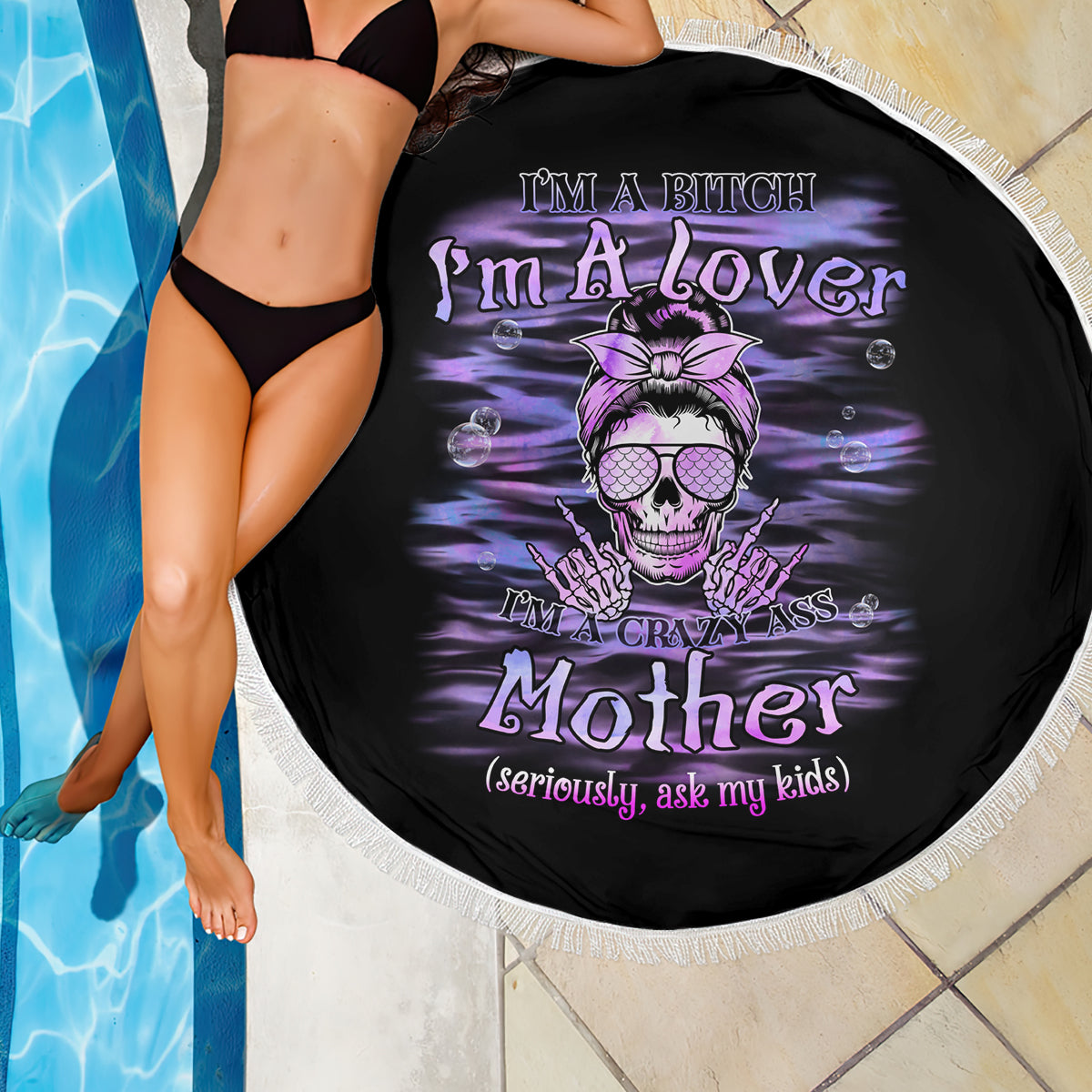 I'm A B I'm A Lover I'm A Crazy Mother Beach Blanket - Wonder Print Shop