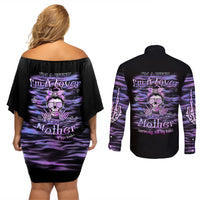 I'm A B I'm A Lover I'm A Crazy Mother Couples Matching Off Shoulder Short Dress and Long Sleeve Button Shirt - Wonder Print Shop