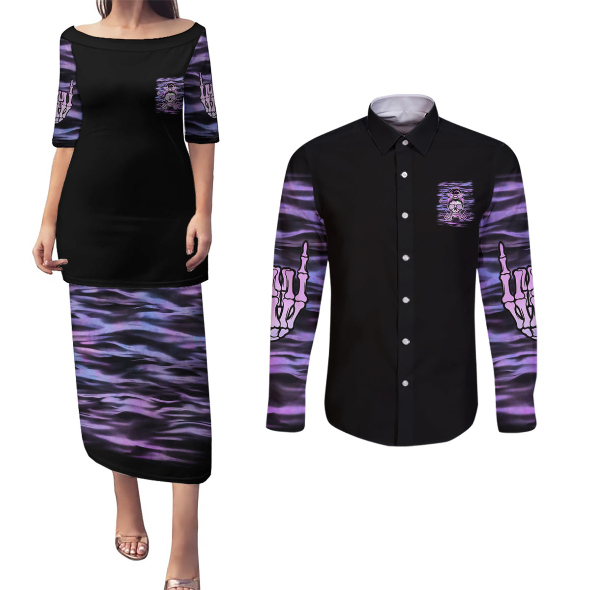 I'm A B I'm A Lover I'm A Crazy Mother Couples Matching Puletasi Dress and Long Sleeve Button Shirt - Wonder Print Shop