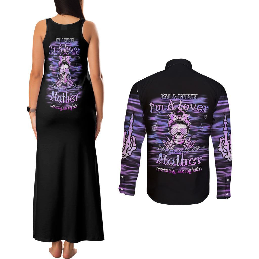 I'm A B I'm A Lover I'm A Crazy Mother Couples Matching Tank Maxi Dress and Long Sleeve Button Shirt - Wonder Print Shop