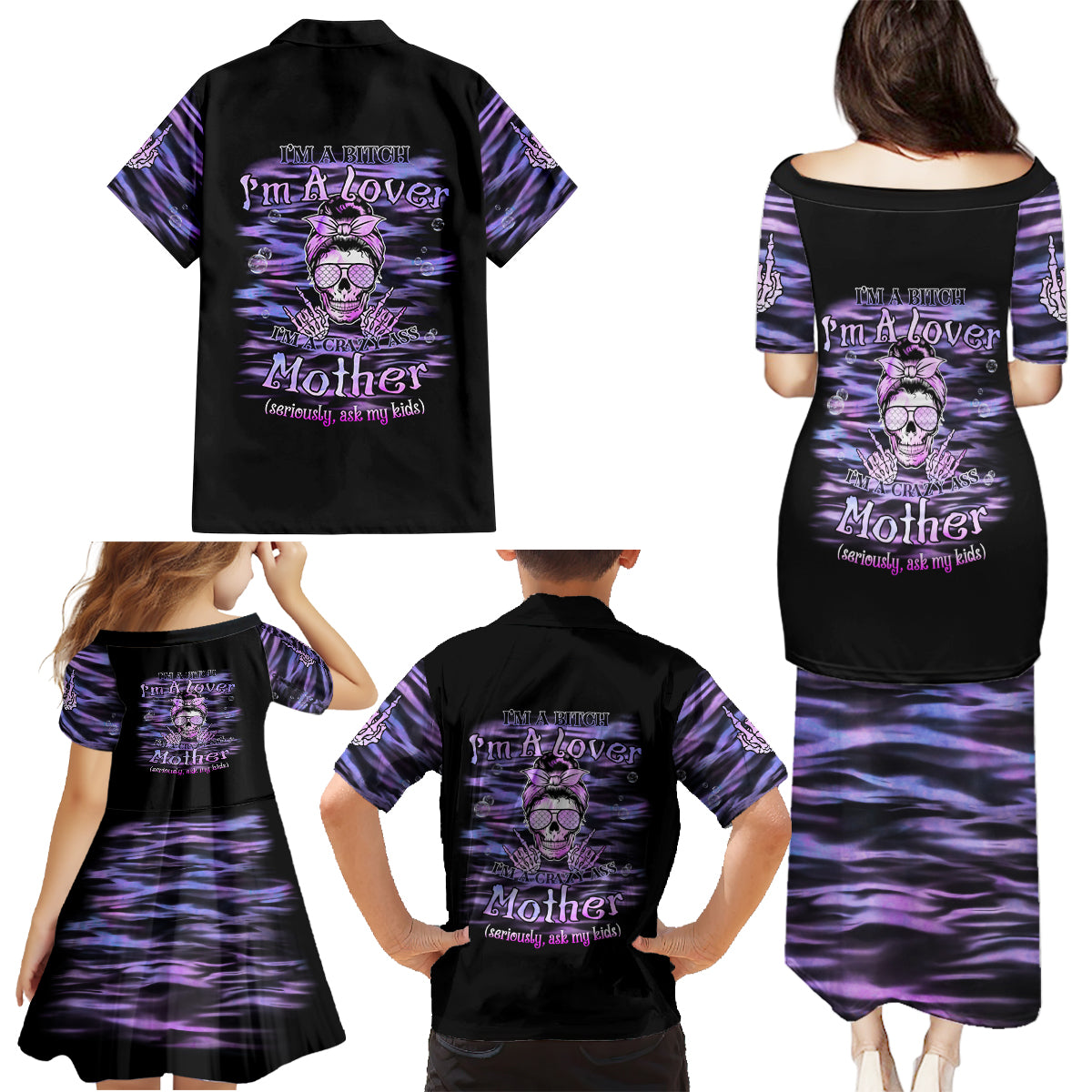I'm A B I'm A Lover I'm A Crazy Mother Family Matching Puletasi Dress and Hawaiian Shirt - Wonder Print Shop