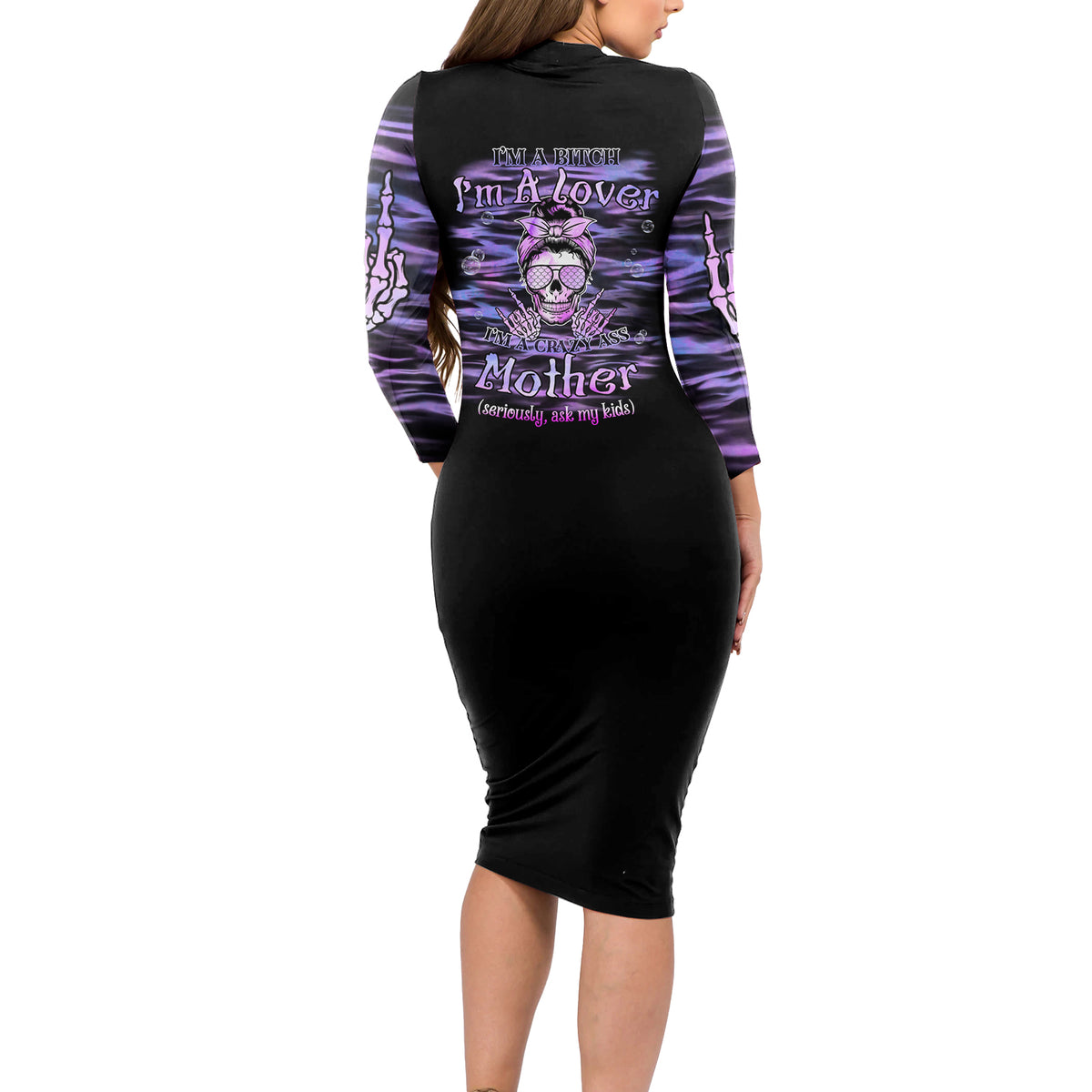 I'm A B I'm A Lover I'm A Crazy Mother Long Sleeve Bodycon Dress - Wonder Print Shop