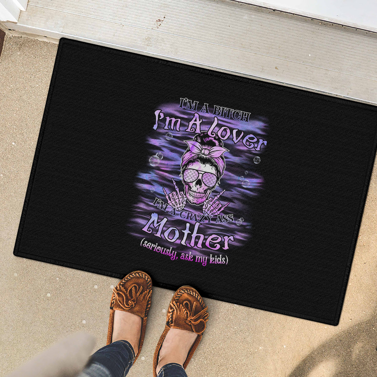 I'm A B I'm A Lover I'm A Crazy Mother Rubber Doormat - Wonder Print Shop