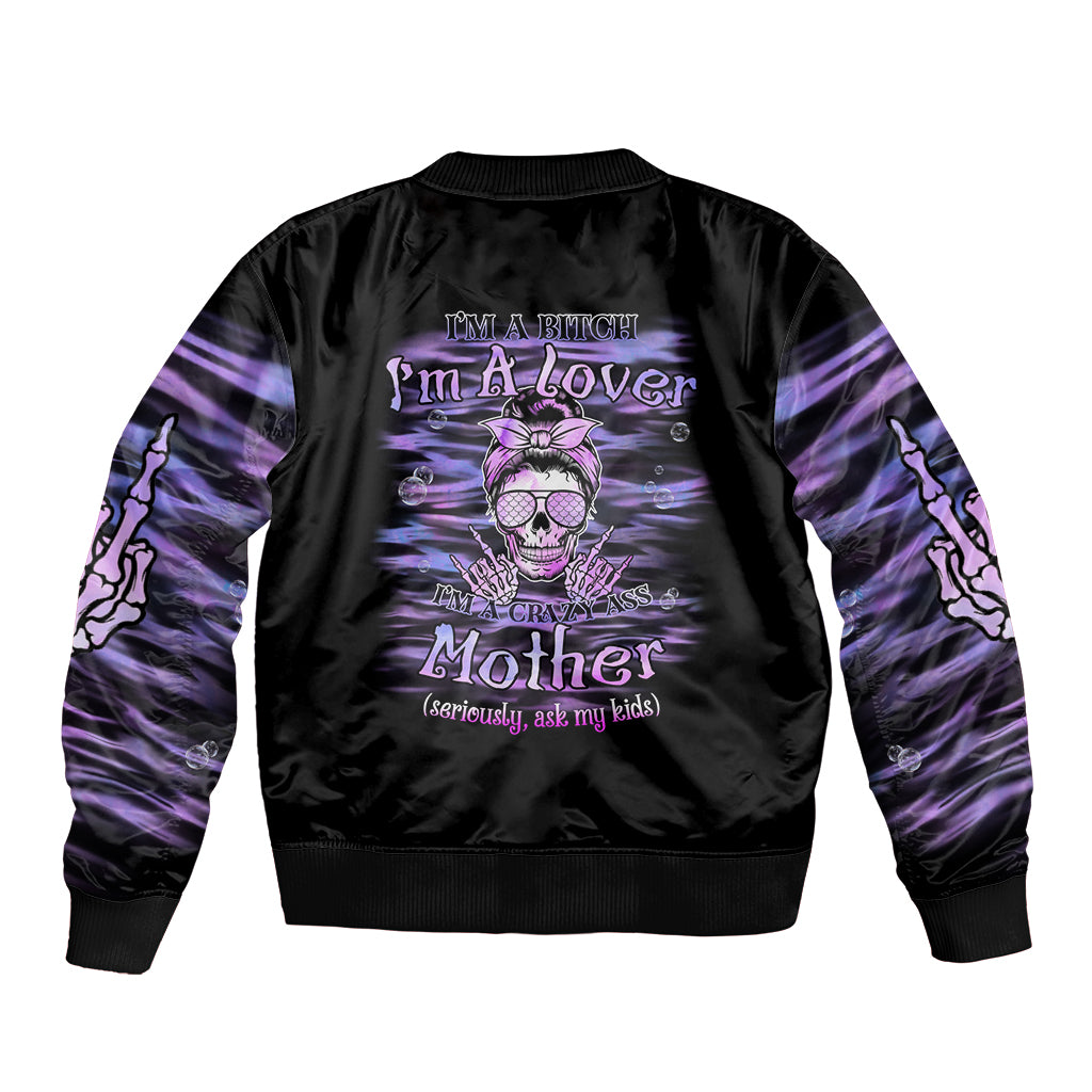 I'm A B I'm A Lover I'm A Crazy Mother Sleeve Zip Bomber Jacket - Wonder Print Shop