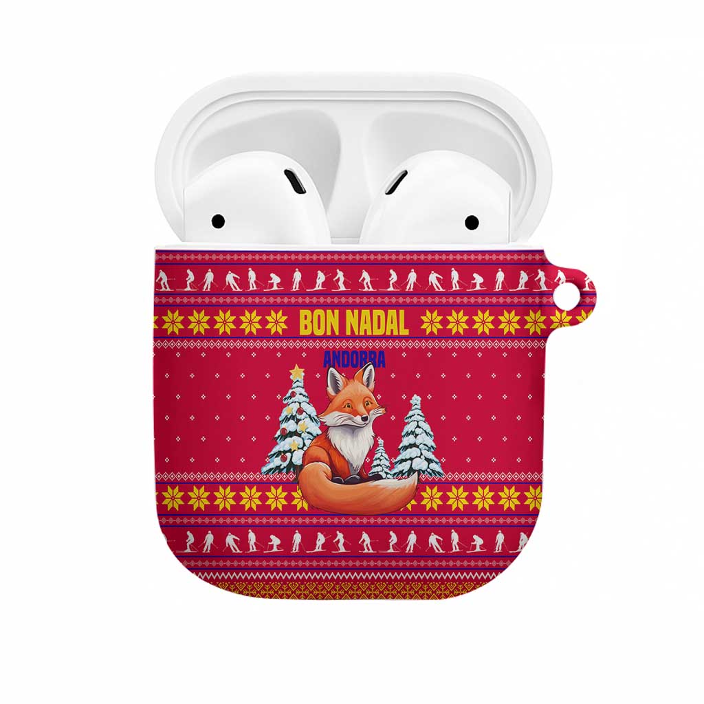 Bon Nadal Andorra Christmas AirPods Case with Fox Snowy Trees and Andorran Flag - Wonder Print Shop