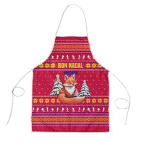 Bon Nadal Andorra Christmas Apron with Fox Snowy Trees and Andorran Flag - Wonder Print Shop