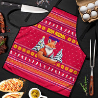 Bon Nadal Andorra Christmas Apron with Fox Snowy Trees and Andorran Flag - Wonder Print Shop