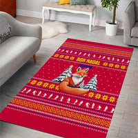 Bon Nadal Andorra Christmas Area Rug with Fox Snowy Trees and Andorran Flag - Wonder Print Shop