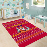 Bon Nadal Andorra Christmas Area Rug with Fox Snowy Trees and Andorran Flag - Wonder Print Shop