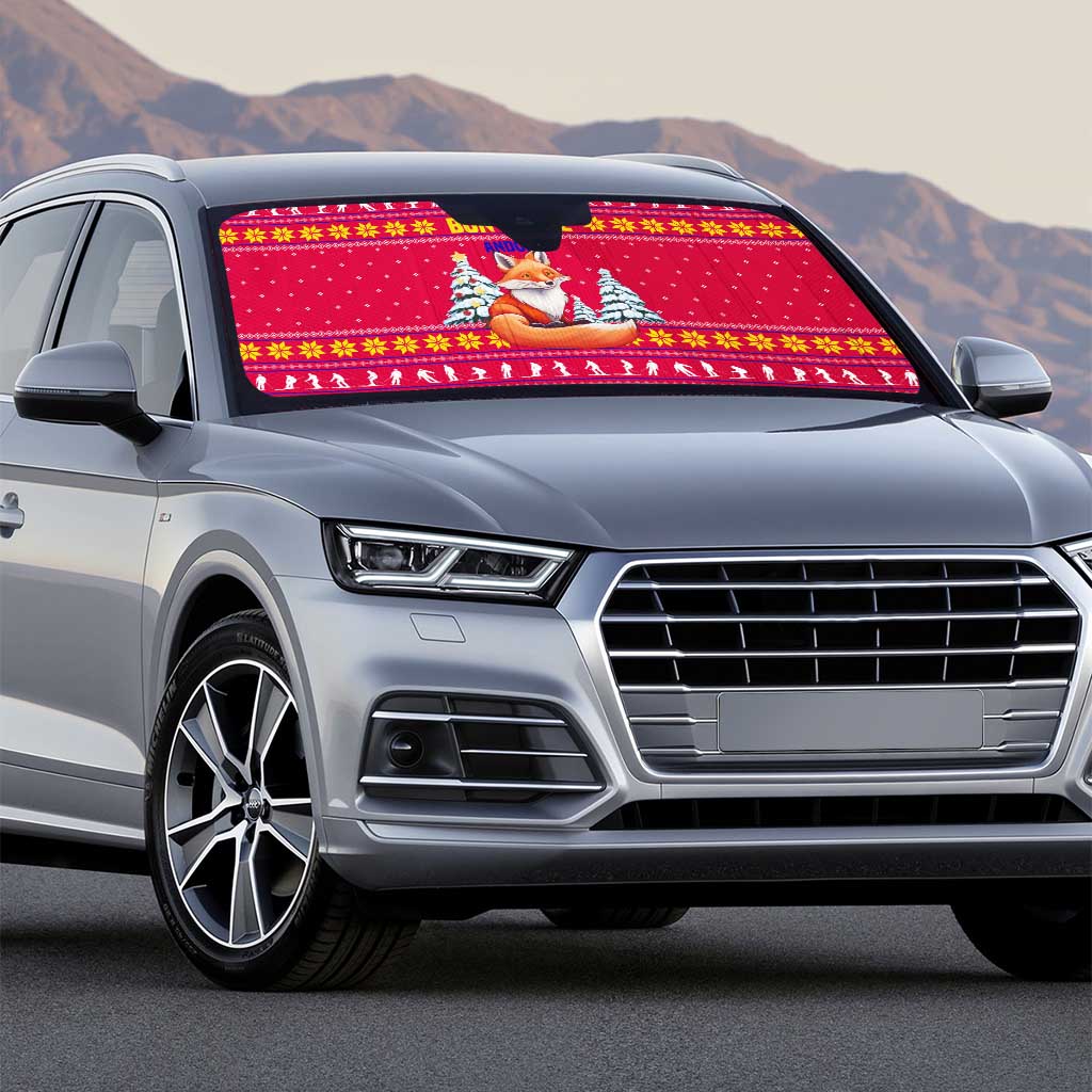 Bon Nadal Andorra Christmas Auto Sun Shade with Fox Snowy Trees and Andorran Flag - Wonder Print Shop