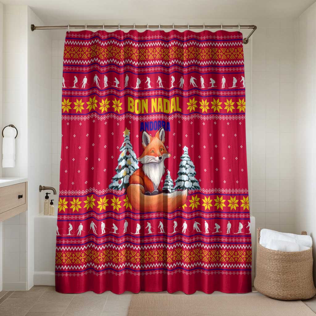 Bon Nadal Andorra Christmas Bathroom Set with Fox Snowy Trees and Andorran Flag - Wonder Print Shop