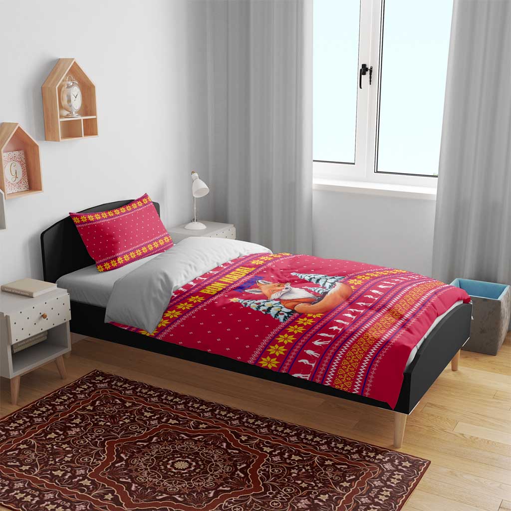 Bon Nadal Andorra Christmas Bedding Set with Fox Snowy Trees and Andorran Flag - Wonder Print Shop