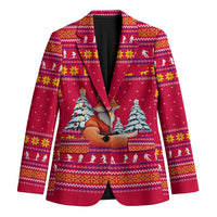 Bon Nadal Andorra Christmas Blazer with Fox Snowy Trees and Andorran Flag - Wonder Print Shop