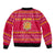 Bon Nadal Andorra Christmas Bomber Jacket with Fox Snowy Trees and Andorran Flag - Wonder Print Shop