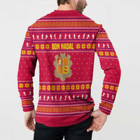 Bon Nadal Andorra Christmas Button Sweatshirt with Fox Snowy Trees and Andorran Flag - Wonder Print Shop