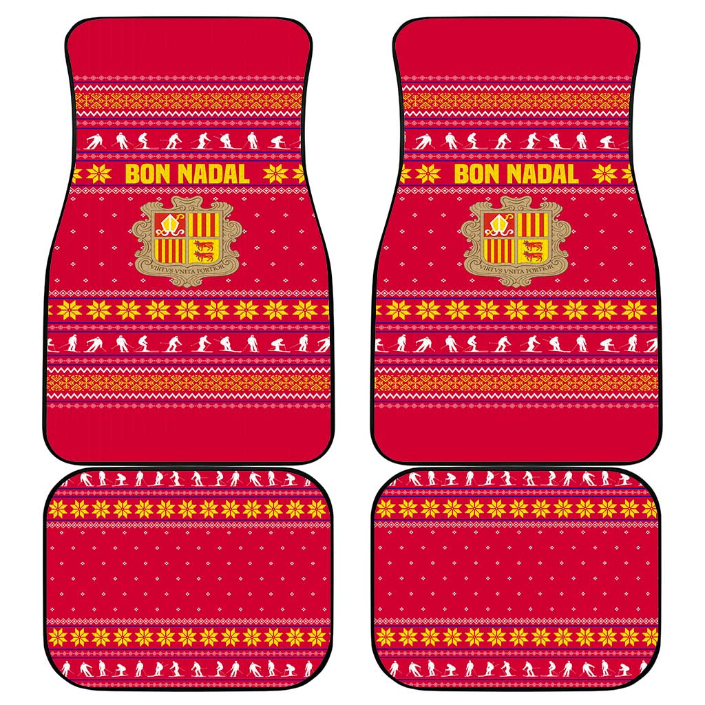 Bon Nadal Andorra Christmas Car Mats with Fox Snowy Trees and Andorran Flag - Wonder Print Shop