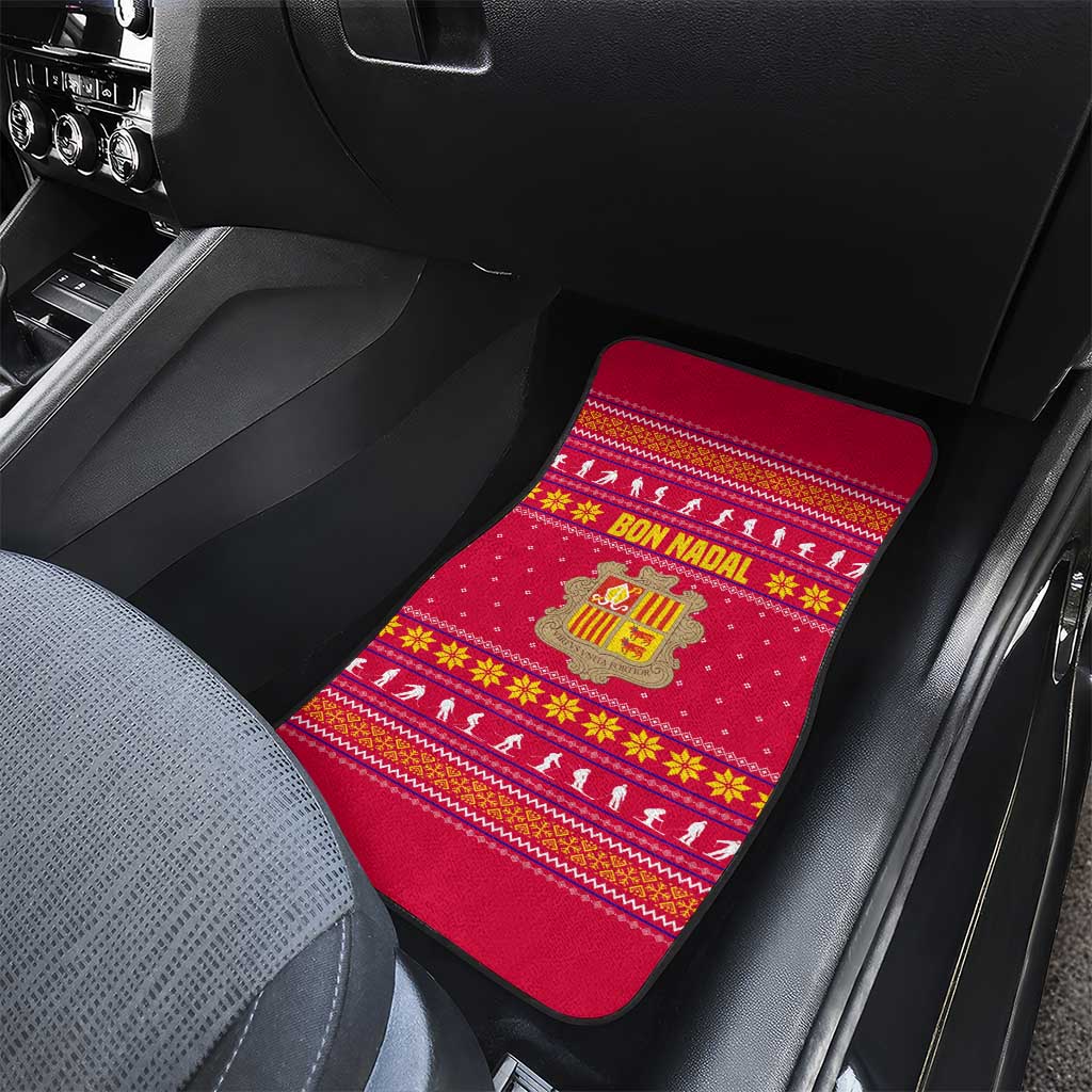 Bon Nadal Andorra Christmas Car Mats with Fox Snowy Trees and Andorran Flag - Wonder Print Shop