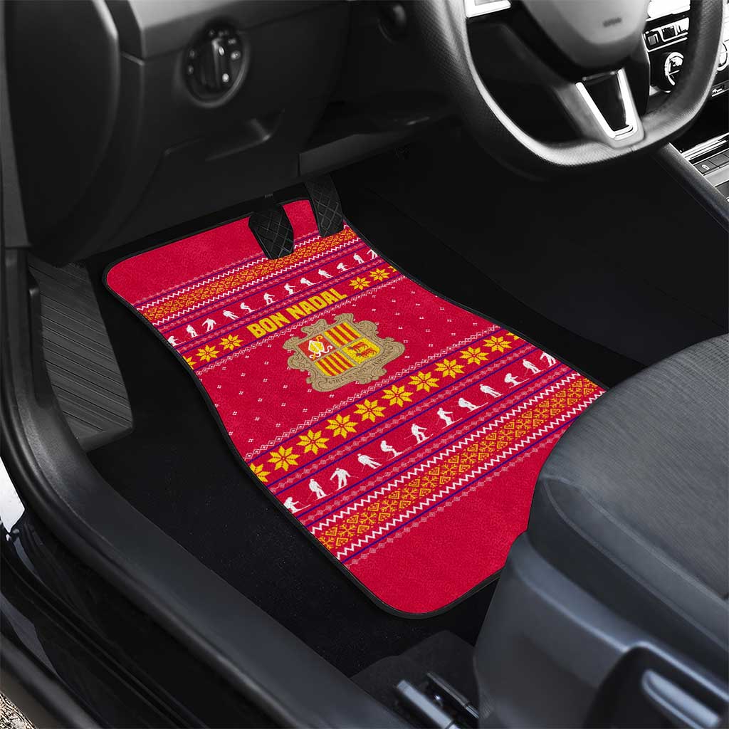 Bon Nadal Andorra Christmas Car Mats with Fox Snowy Trees and Andorran Flag - Wonder Print Shop