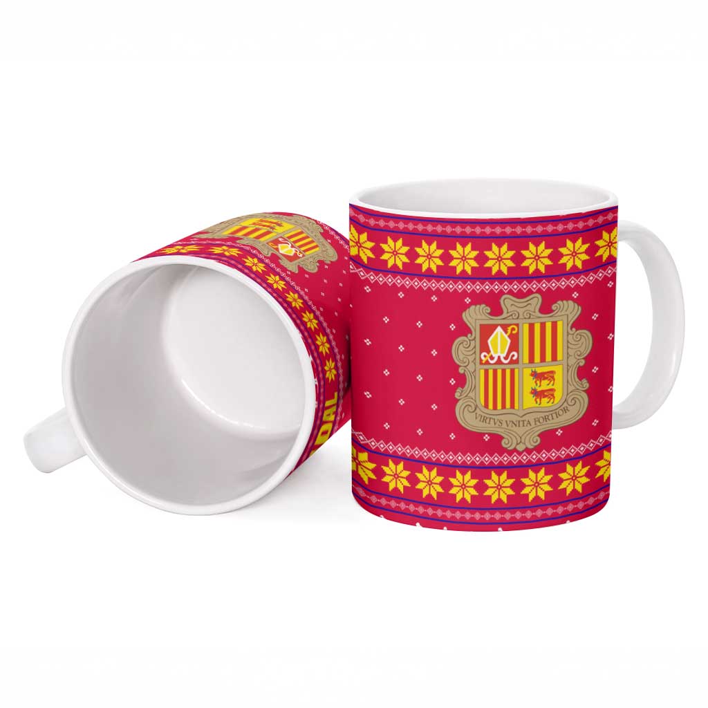 Bon Nadal Andorra Christmas Ceramic Mug with Fox Snowy Trees and Andorran Flag - Wonder Print Shop