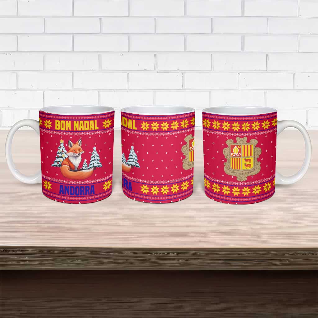 Bon Nadal Andorra Christmas Ceramic Mug with Fox Snowy Trees and Andorran Flag - Wonder Print Shop