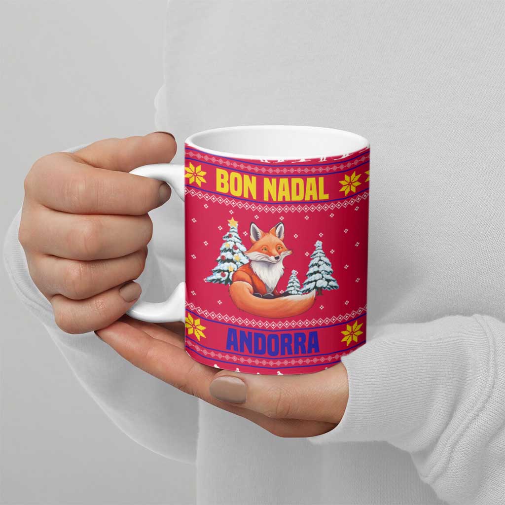 Bon Nadal Andorra Christmas Ceramic Mug with Fox Snowy Trees and Andorran Flag - Wonder Print Shop