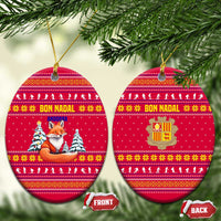 Bon Nadal Andorra Christmas Ceramic Ornament with Fox Snowy Trees and Andorran Flag - Wonder Print Shop