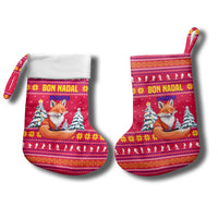 Bon Nadal Andorra Christmas Stocking with Fox Snowy Trees and Andorran Flag - Wonder Print Shop