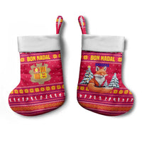 Bon Nadal Andorra Christmas Stocking with Fox Snowy Trees and Andorran Flag - Wonder Print Shop