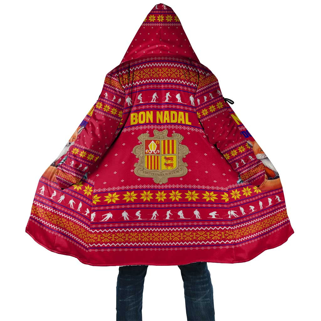 Bon Nadal Andorra Christmas Cloak with Fox Snowy Trees and Andorran Flag - Wonder Print Shop