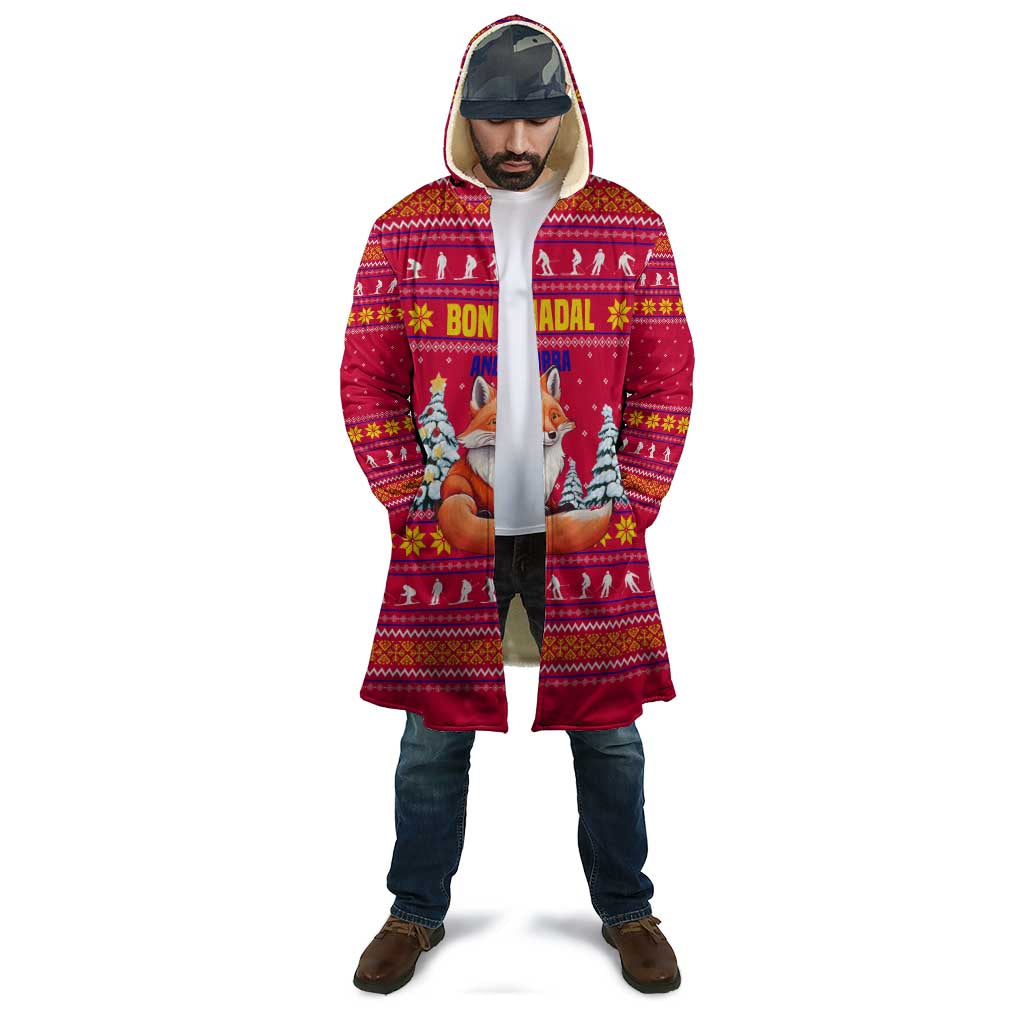 Bon Nadal Andorra Christmas Cloak with Fox Snowy Trees and Andorran Flag - Wonder Print Shop