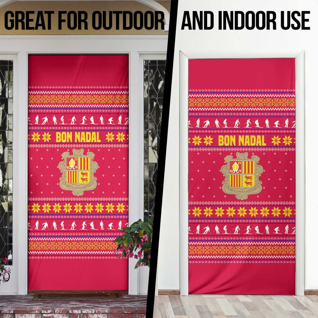 Bon Nadal Andorra Christmas Door Cover with Fox Snowy Trees and Andorran Flag - Wonder Print Shop