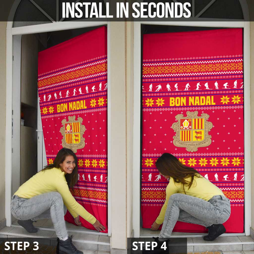 Bon Nadal Andorra Christmas Door Cover with Fox Snowy Trees and Andorran Flag - Wonder Print Shop