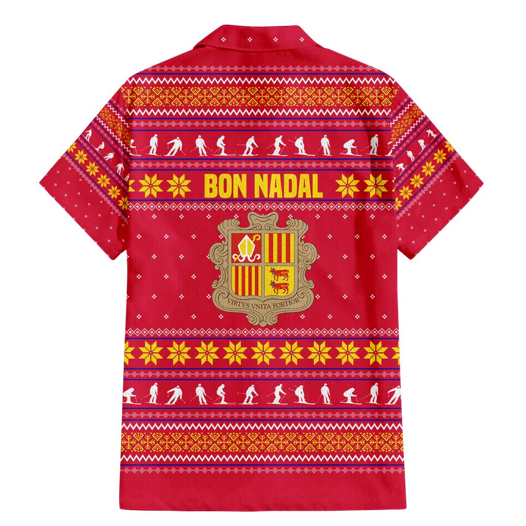 Bon Nadal Andorra Christmas Family Matching Mermaid Dress and Hawaiian Shirt with Fox Snowy Trees and Andorran Flag - Wonder Print Shop