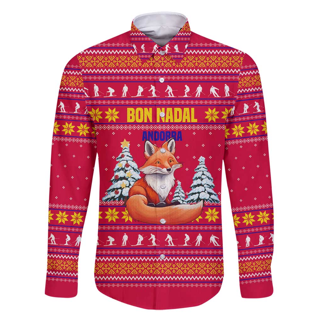 Bon Nadal Andorra Christmas Family Matching Puletasi and Hawaiian Shirt with Fox Snowy Trees and Andorran Flag - Wonder Print Shop