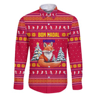 Bon Nadal Andorra Christmas Family Matching Summer Maxi Dress and Hawaiian Shirt with Fox Snowy Trees and Andorran Flag - Wonder Print Shop